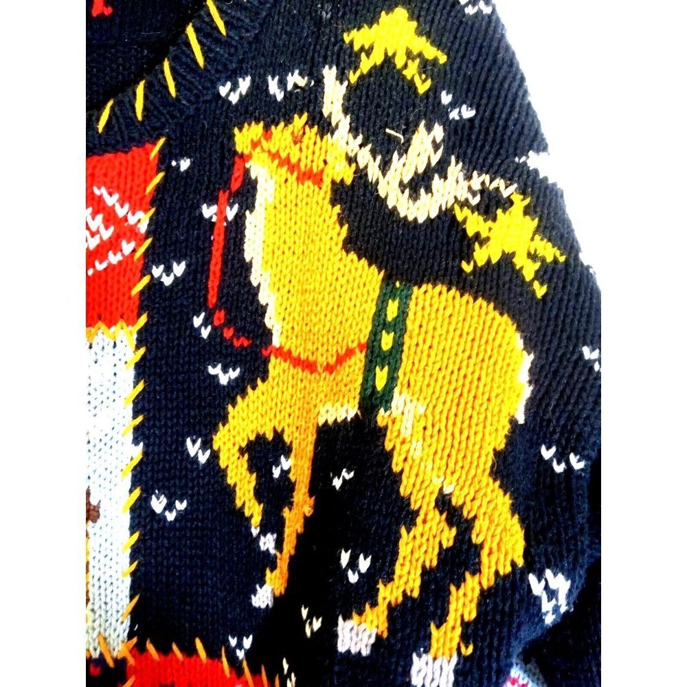 River Art Sweater X-Mas Theme Womens Size M Multicolor Cottagecore Winter - Picture 7 of 13